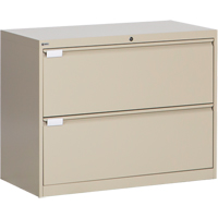 Lateral Filing Cabinet, Steel, 2 Drawers, 36" W x 18" D x 27-7/8" H, Beige OP214 | O-Max