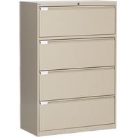 Classeur lat&eacute;ral, Acier, 4 tiroirs, 36" la x 18" p x 53-3/8" h, Beige O-Max