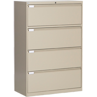 Lateral Filing Cabinet, Steel, 4 Drawers, 36" W x 18" D x 53-3/8" H, Beige OP220 | O-Max