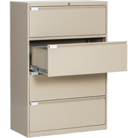 Classeur lat&eacute;ral, Acier, 4 tiroirs, 36" la x 18" p x 53-3/8" h, Beige O-Max