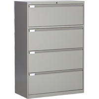Lateral Filing Cabinet, Steel, 4 Drawers, 36" W x 18" D x 53-3/8" H, Grey OP221 | O-Max