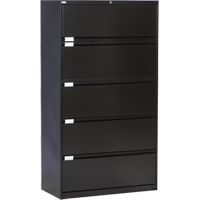Classeur lat&eacute;ral, Acier, 5 tiroirs, 36" la x 18" p x 65-1/2" h, Noir O-Max