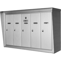 Single Deck Mailboxes, Wall -Mounted, 16" x 5-1/2", 3 Doors, Aluminum O-Max