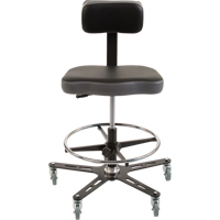 Chaise ergonomique industrielle TF160<sup>MC</sup>, Mobile, Ajustable, 20-1/2" - 28-1/2", Vinyle Siège, Noir/gris OP491 | O-Max