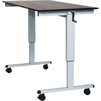 Bureau ajustable pour travail assis et debout, , 48-1/2" h x 59" la x 29-1/2" p, Noir O-Max