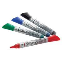 Marqueurs effaçables &agrave; sec pour verre de premi&egrave;re qualit&eacute;, Assorti, Pointe Ronde O-Max