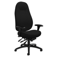 High Back Comfort Chair, Polyester, Black, 300 lbs. Capacity O-Max