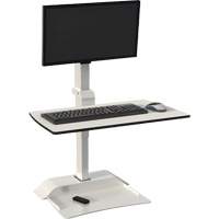 Soar™ Sit/Stand Electric Desk with Single Monitor Arm, Desktop Unit, 36" H x 27-3/4" W x 22" D, White OQ925 | O-Max