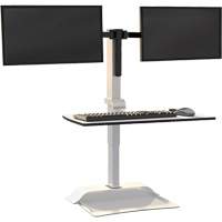 Soar™ Sit/Stand Electric Desk with Dual Monitor Arm, Desktop Unit, 37-1/4" H x 27-3/4" W x 22" D, White OQ926 | O-Max