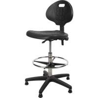 Heavy-Duty Ergonomic Stool, Stationary, Adjustable, 39” - 48”, Polyurethane Seat, Black O-Max