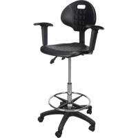 Tabouret ergonomique robuste avec accoudoirs r&eacute;glables et roulettes en nylon, Mobile, Ajustable Hauteur, Capacit&eacute; 250 lb O-Max