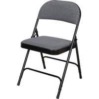 Deluxe Fabric Padded Folding Chair, Steel, Grey, 300 lbs. Weight Capacity OR434 | O-Max
