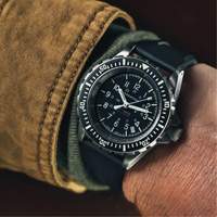 Large Diver's Automatic Watch, Digital, Battery Operated, 41 mm, Black O-Max