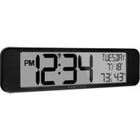 Ultra-Wide Clock with Atomic Accuracy, Digital, Battery Operated, Black OR487 | O-Max