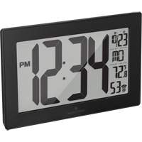 Self-Setting & Self-Adjusting Wall Clock with Stand, Digital, Battery Operated, Black OR493 | O-Max