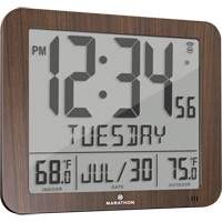 Slim Self-Setting Full Calendar Wall Clock, Digital, Battery Operated, Black OR496 | O-Max