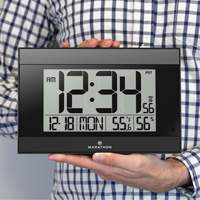 Self-Setting Digital Wall Clock with Auto Backlight, Digital, Battery Operated, Black OR501 | O-Max