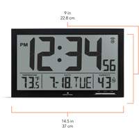 Slim Jumbo Self-Setting Wall Clock, Digital, Battery Operated, White OR503 | O-Max