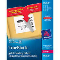 &eacute;tiquettes d'exp&eacute;dition au laser TrueBlock, 3-1/3" la x 4" la x Blanc O-Max