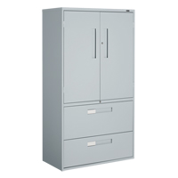Armoire Multi-Stor, Acier, 3 Tablettes, 65-1/4" h x 36" la x 18" P, Gris O-Max