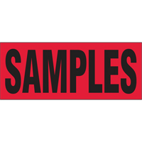 &eacute;tiquettes pour traitement sp&eacute;cial Samples, 5" lo x 2" la, Noir/rouge O-Max