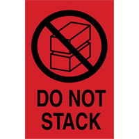 Étiquettes « Do Not Stack » pour envoi international, 6" lo x 4" la, Noir/rouge PC313 | O-Max