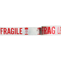 Ruban imprim&eacute; bilingue – Fragile ce c&ocirc;t&eacute; en haut, Rouge/blanc O-Max