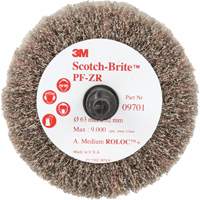 Brosse &agrave; lamelles pour labrasion et le polissage PF-ZR Roloc Scotch-Brite, Oxyde d'aluminium, Grain Moyen, 2-1/2" x 1-1/4" O-Max