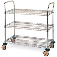 Chariots utilitaires standards, Acier inoxydable, 18" x 39" x 30", Capacit&eacute; 500 lb O-Max