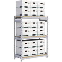 Wide Span Record Storage Shelving, Steel, 3 Shelves, 42" W x 18" D x 60" H O-Max