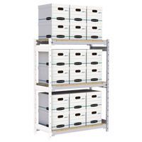 Wide Span Record Storage Shelving, Steel, 3 Shelves, 42" W x 18" D x 60" H, Add-On Kit O-Max