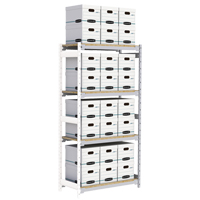 Wide Span Record Storage Shelving, Steel, 4 Shelves, 42" W x 18" D x 84" H, Add-On Kit O-Max
