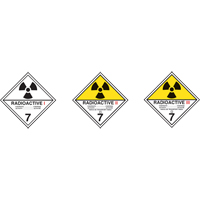 &eacute;tiquettes d'exp&eacute;dition TMD, Classe 7, Radioactif I, Papier O-Max
