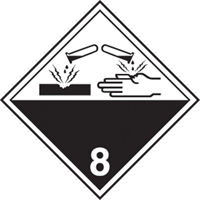 &eacute;tiquettes d'exp&eacute;dition TMD, Classe 8, Corrosifs, Papier O-Max
