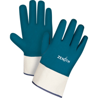 Gants &agrave; poignet de s&eacute;curit&eacute; de poids lourd, 11/2T-Grand, R&ecirc;vetement Nitrile, Enveloppe en Coton O-Max