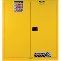 Sure-Grip<sup>®</sup> EX Vertical Drum Storage Cabinets, 110 US gal. Cap., 2 Drums, Yellow SAQ048 | O-Max