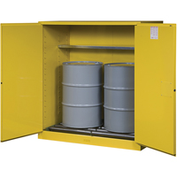 Armoires Sure-Grip EX pour entreposage de barils &agrave; la verticale, Capacit&eacute; de 110 gal. US, 2 barils, Jaune O-Max