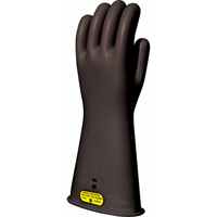 Black Natural Rubber Insulating Gloves, ASTM Class 2, Size 8, 16" L O-Max