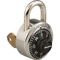 Combination Padlock, Silver, Hardened Steel, 1-7/8" Width O-Max