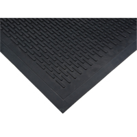 Low-Profile Matting, Rubber, Scraper Type, Solid Pattern, 3' x 5', Black O-Max