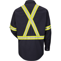 Work Shirt with Reflective Trim, Cotton/Nylon, Medium, High Visibility Orange O-Max