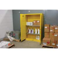 Armoire pour produits inflammables, 45 gal., 2 Porte(s), 43" La x 65" h x 18" p O-Max