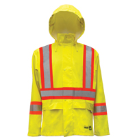 Vestes de s&eacute;curit&eacute; imperm&eacute;ables ignifuges haute visibilit&eacute; en polyur&eacute;thane, Petit, Jaune lime haute visibilit&eacute; O-Max