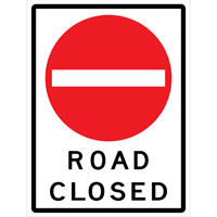 "Road Closed" Roll-Up Traffic Sign, 36" x 48", Vinyl, English with Pictogram O-Max