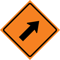 Right Diagonal Arrow Roll-Up Traffic Sign, 36" x 36", Vinyl, Pictogram O-Max