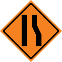 Merge Left Roll-Up Traffic Sign, 36" x 36", Vinyl, Pictogram O-Max