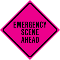 "Emergency Scene Ahead" Roll-Up Traffic Sign, 36" x 36", Vinyl, English O-Max