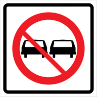 No Passing Roll-Up Traffic Sign, 29-1/2" x 29-1/2", Vinyl, Pictogram O-Max