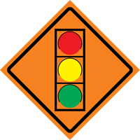 Stop Light Roll-Up Traffic Sign, 29-1/2" x 29-1/2", Vinyl, Pictogram O-Max