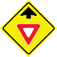 "Yield Ahead" Roll-Up Traffic Sign, 36" x 36", Vinyl, Pictogram O-Max